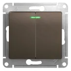 Glossa Шоколад Выключатель 2-клавишный с подсветкой сх.5а, 10АХ | GSL000853 | SE