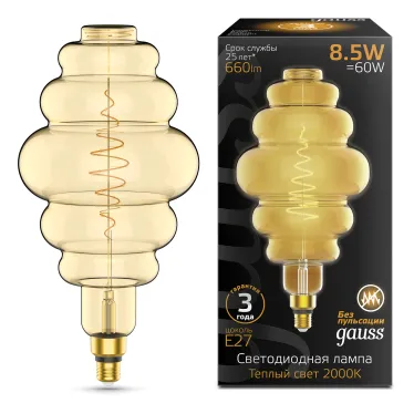Лампа светодиодная LED Filament Honeycomb E27 8.5W Amber 660lm 2000K 1/2 | 161802105 | Gauss
