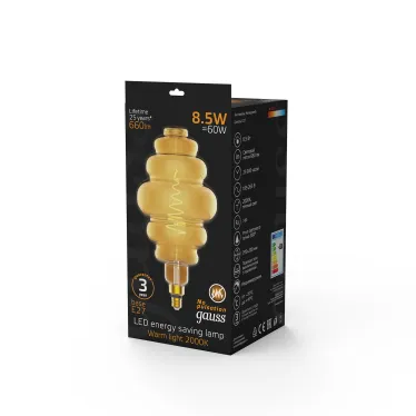 Лампа светодиодная LED Filament Honeycomb E27 8.5W Amber 660lm 2000K 1/2 | 161802105 | Gauss