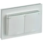 BRITE Розетка двойная с заземлением с защитными шторками и крышкой 16А в сборе IP44 РСбш12-3-44-БрЖ жемчуг