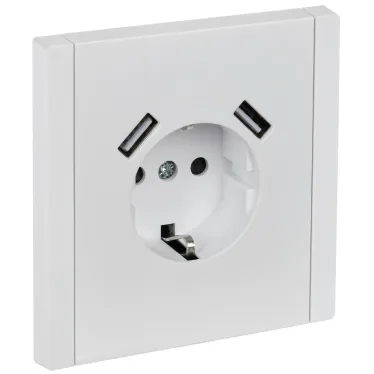 FORTE@PIANO Розетка 1-местная с заземлением с защитными шторками винтовое крепление 16А USB A+A 3,1А FP245 белый IEK
