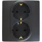 ETIKA Розетка 2X2К+З немецкий стандарт винтовые зажимы 16 А 250 В антрацит