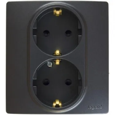 ETIKA Розетка 2X2К+З немецкий стандарт винтовые зажимы 16 А 250 В антрацит