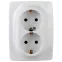 Розетка 2X2P+E Schuko, 16A-250В, Эра12, белый, 12-2106-01