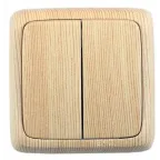 Выключатель двухклавишный наружный с изоляционной пластиной сосна 16А