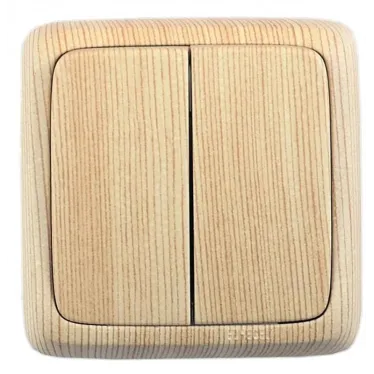 Выключатель двухклавишный наружный с изоляционной пластиной сосна 16А