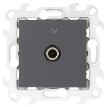 Розетка ТВ проходная, графит