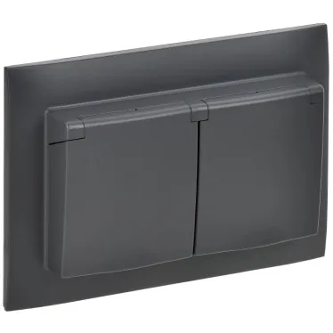 SKANDY Розетка 2-местная и крышкой 16А в сборе IP44 SK-R12T титан IEK