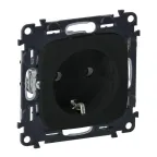 Valena ALLURE Розетка силовая 2К+З 16А 250В со шторками безвинтовые зажимы с лицевой панелью антрацит