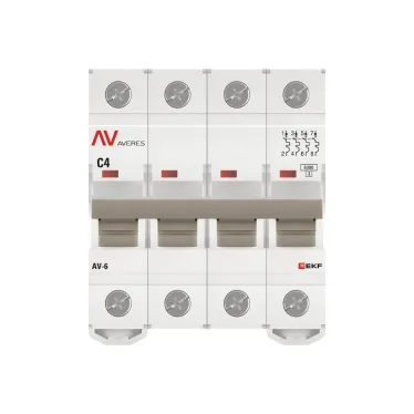Выключатель автоматический AV-6 4P 4A (C) 6kA AVERES