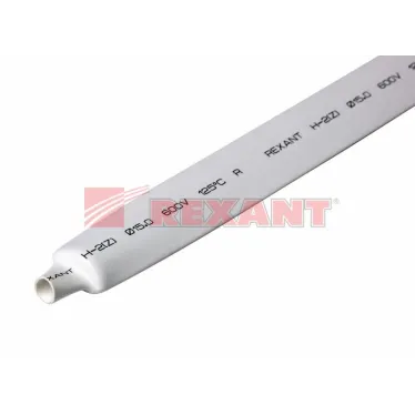 Термоусаживаемая трубка 15,0 7,5 мм, белая, упаковка 50 шт. по 1 м, REXANT