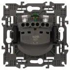 Розетка 2P+E Schuko со шторками с крышкой, 16А-250В, Эра Elegance, шампань, 14-2103-04