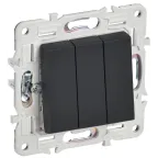 SKANDY Выключатель 3-клавишный 10А SK-V11G графит IEK