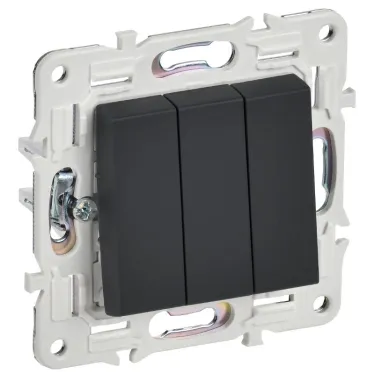 SKANDY Выключатель 3-клавишный 10А SK-V11G графит IEK