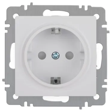 Розетка Intro Accent 6-206-01 2P+E Schuko со шторками, 16А-250В, IP20, СУ, AL/CU, белый