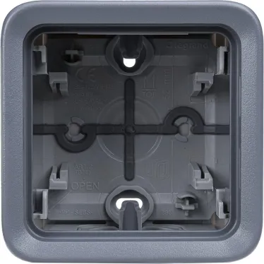 Коробка для накладного монтажа с мембранными сальниками - Программа Plexo - серый - 1 пост