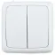 Выключатель двухклавишный наружный с изоляционной пластиной белый 16А