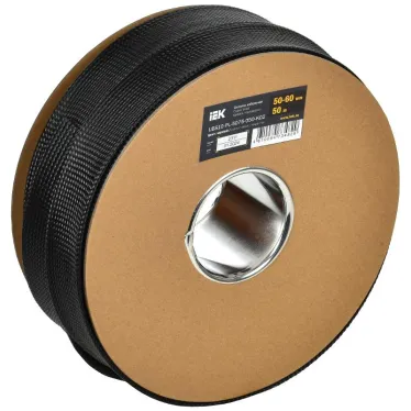 Оплетка кабельная 50-60мм полиэстер 50м черная IEK