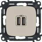 Зарядное устройство Valena ALLURE два USB-разъема 240В/5В 1500мА лицевая панель слоновая кость