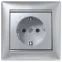 VALENA Розетка с заземлением в рамку алюминий