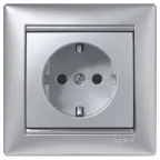 VALENA Розетка с заземлением в рамку алюминий