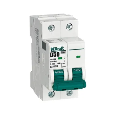 Выключатель автоматический без теплозащиты 2P 50А х-ка D 6кА ВА-103M