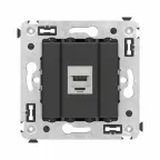 Avanti Компьютерная розетка RJ-45 без шторки в стену, кат.6А одинарная экранированная, Черный матовый