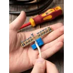 Шина 0 N (6х9мм) 10 отверстий латунь синий угловой изолятор PROxima