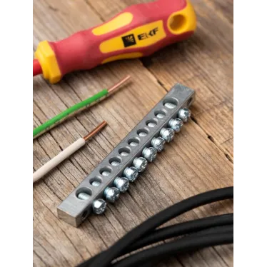 Шина PEN ноль-земля (6x9мм) 10 отв. цинк крепеж покраям