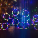 Светодиодная новогодняя гирлянда ЕGNIG - RI занавес Неоновые кольца 8 режимов 2,4*0,65 м мультиколор IP20