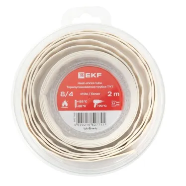 ТУТ нг 8/4 белая ролик 2 м EKF