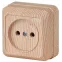 Розетка Intro Quadro 2-201-11 без заземления 2P, 16А-250В, IP20, ОУ, сосна