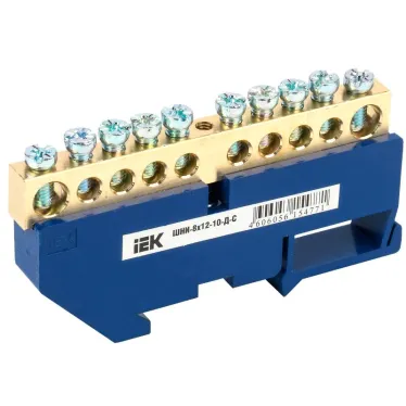 Шина N ноль на DIN-изолятор ШНИ-8х12-10-Д-С