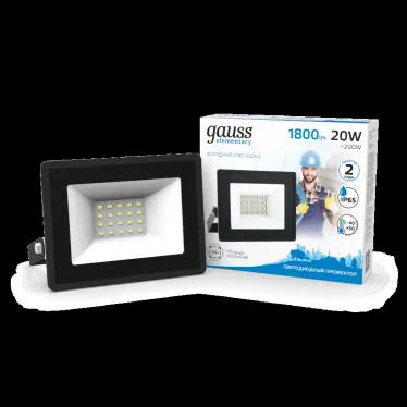 Прожектор светодиодный ДО 20 Вт 1800 лм 6500К AC 220В IP65 105х118х27мм Elementary Gauss