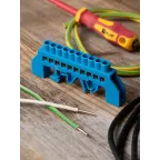 Шина нулевая N 63.10 нейлоновый корпус на DIN-рейку (латунь)