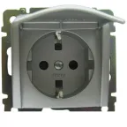 VALENA Розетка с заземлением без шторок с крышкой алюминий