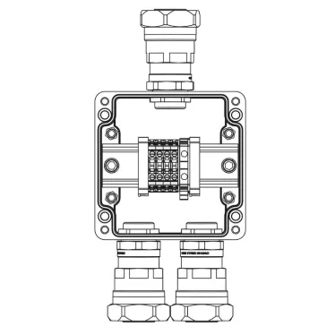 Взрывозащищенная клеммная коробка из полиэстера TBE-P-03 -(4xCBC.4 -1xTEO.4) - 2x6018ANP32CKM3SB(A) - 1x6018ANP32CKM3SB(C)1Ex e IIC Т5 Gb / Ex tb IIIC T95°C Db IP66