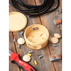 Коробка распаячная КМР-040-039 с крышкой (93х43) 4 мембранных ввода светлое дерево IP54 PROxima