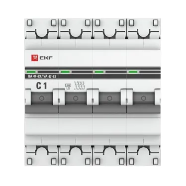 Выключатель автоматический четырехполюсный 1А С ВА47-63 4.5кА PROxima