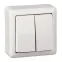 ХИТ Выключатель двухклавишный наружный 250В 6А белый
