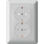 W59 Розетка двойная скрытая с заземлением 16А матовый хром