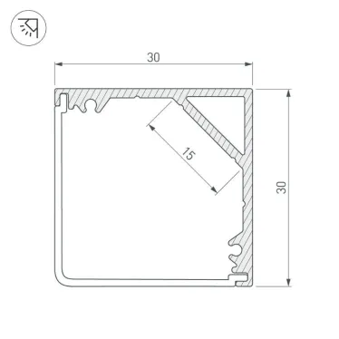 Профиль SL-KANT-H30-2000 ANOD (ARL, Алюминий)