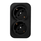 Розеточный блок двойной (розетка двойная) с заземлением -Legrand Quteo - с предварительным подключением без шторок IP 20 16А 250В винтовые зажимы накладной монтаж - чёрный матовый