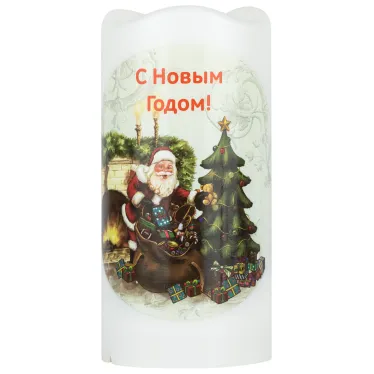 Новогодний декоративный светильник Свеча-проектор Санта, теплый свет, 4 LED, 3*ААA, 15 см, 6 проекций EGNDS -SK
