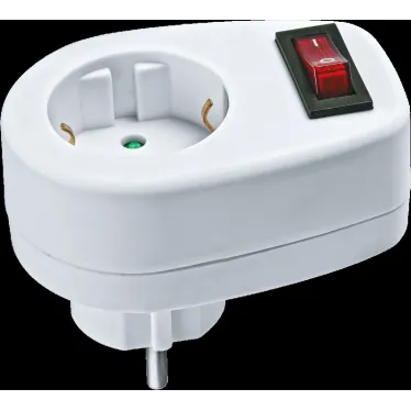 Переходник Navigator 94 669 NAD-1E-СS-WH 1гнездо с выключателем