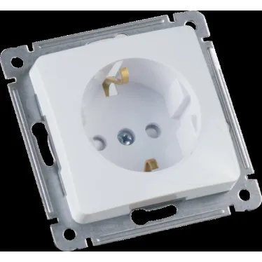 MASTER Розетка одноместная с заземляющим контактом, со шторками, скрытой установки, в рамку, белый