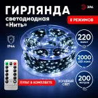 Гирлянда Нить, холодный свет, 50 м, 500 microLED, IP44, 220В ENIN-2000W