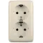 Розетка двойная наружная с заземлением с изоляционной пластиной слоновая кость