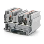 Клемма проходная, зажим push-in, 2 точки подключения, 4 кв.мм, серая