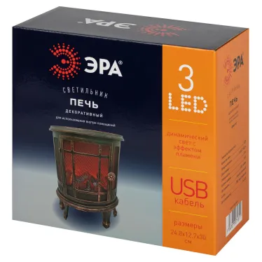 Новогодний декоративный светильник камин Печь, черный, 3 LED, 2*LR14(C), USB, 24*17*33 см EGNIK -P02